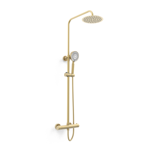 Kartell Ottone - Thermostatic Exposed Bar Shower with overhead drencher and sliding handset - Brushed Brass