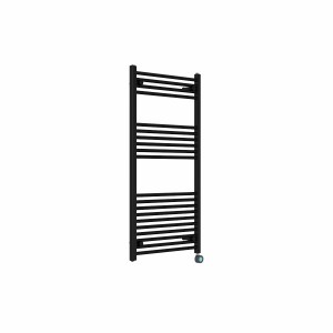 Bergen 1200 x 600mm Straight Black Thermostatic Touch Control Wifi Electric Heated Towel Rail