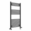 Bergen 1200 x 600mm Dual Fuel Straight Black Thermostatic Electric Heated Towel Rail
