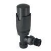 Angled 1 x 15mm Anthracite Round Head Radiator and Towel Rail Thermostatic Valves