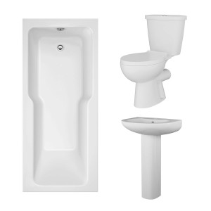 Splash Modern Bathroom Suite with Straight Shower Bath - 1700 x 750mm