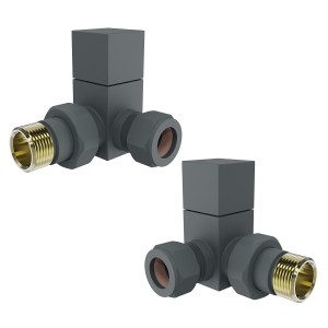 Modern Square Manual Corner Radiator Valves - Anthracite