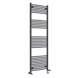 Fjord 1800 x 600mm Dual Fuel Curved Anthracite Thermostatic Electric Heated Towel Rail