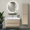 Light Oak Effect Wall Hung High Cabinet Cupboard 1400mm - Right Hand