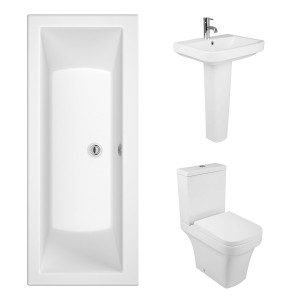 Avola Modern Bathroom Suite with Double Ended Bath - 1700 x 700mm