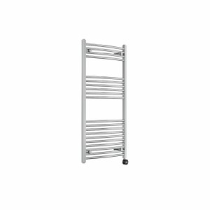 Fjord 1200 x 600mm Curved Chrome Thermostatic Touch Control Electric Heated Towel Rail