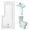 RAK Tonique Close Coupled Closed Back Modern Bathroom Suite with L-Shape Shower Bath - Right Hand - 1500mm