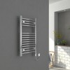 Bergen 700 x 400mm Straight Chrome Electric Heated Thermostatic Towel Rail - Chrome Thermostat