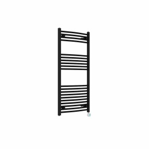 Fjord 1200 x 600mm Curved Black Thermostatic Touch Control Wifi Electric Heated Towel Rail