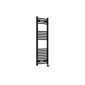Fjord 1200 x 400mm Curved Black Thermostatic Touch Control Electric Heated Towel Rail