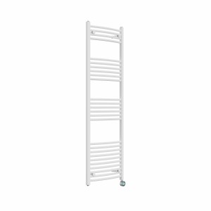 Fjord 1600 x 500mm Curved White Thermostatic Touch Control Electric Heated Towel Rail