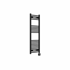 Fjord 1200 x 400mm Curved Black Thermostatic Wifi Control Electric Heated Towel Rail
