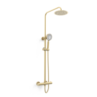 Kartell Ottone - Thermostatic Exposed Bar Shower with overhead drencher and sliding handset - Brushed Brass