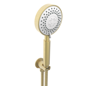 Kartell Ottone - Round Wall Outlet Bracket with Handset & Hose - Brushed Brass
