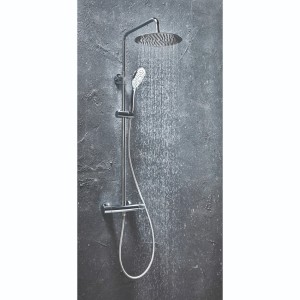 Tulla Cool Touch Modern Thermostatic Bar Shower Valve with Round Shower Head and Hand Shower Chrome