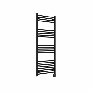 Bergen 1400 x 600mm Straight Black Thermostatic Wifi Control Electric Heated Towel Rail