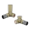 Modern Round Corner Radiator Valves - Brushed Brass