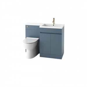 Imperio Faro - 1100mm Bathroom Furniture Right Vanity Unit and Toilet Unit with Basin - Blue