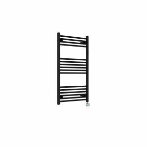 Bergen 1000 x 600mm Straight Black Thermostatic Touch Control Electric Heated Towel Rail