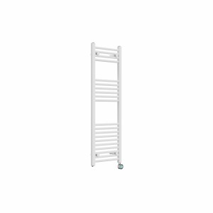 Bergen 1200 x 400mm Straight White Thermostatic Touch Control Electric Heated Towel Rail