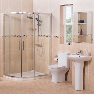 Fresh Curved 1200mm Offset Quadrant LH Shower Enclosure Suite with Easy Clean Glass