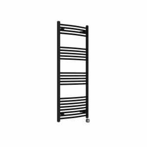 Fjord 1400 x 600mm Curved Black Thermostatic Touch Control Electric Heated Towel Rail