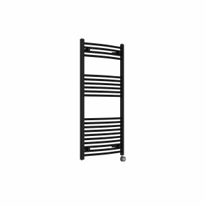Fjord 1200 x 600mm Curved Black Thermostatic Touch Control Electric Heated Towel Rail