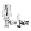 Designer Radiator 15mm Thermostatic Manual White & Chrome Angled Valve Pack