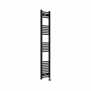 Fjord 1600 x 300mm Curved Black Thermostatic Touch Control Electric Heated Towel Rail