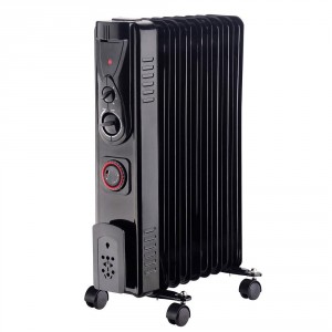 Dovre 600 x 400mm Black Portable 9 Fin Oil Filled Electric Radiator - 2000W