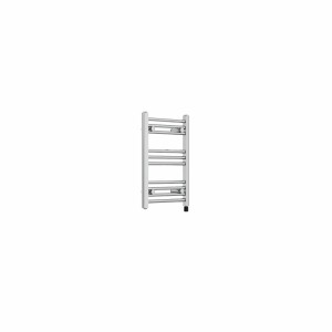 Bergen 600 x 400mm Straight Chrome Prefilled Electric Heated Towel Rail