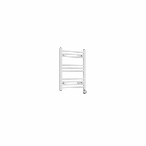 Fjord 600 x 500mm Curved White Thermostatic Touch Control Electric Heated Towel Rail