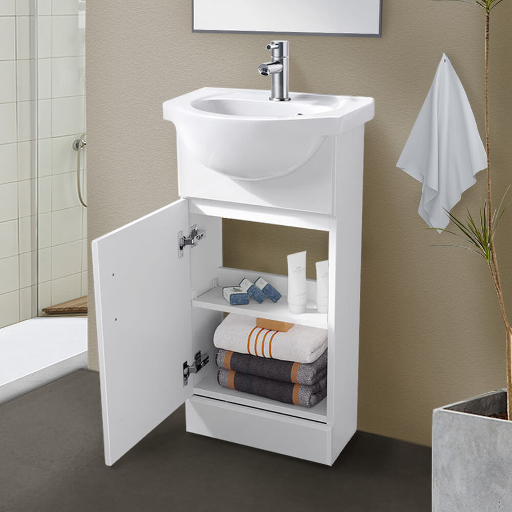 450mm Gloss White Cloakroom Basin Vanity Unit Sink Cabinet Bathroom Toilet Storage Furniture