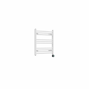 Fjord 600 x 600mm Curved White Thermostatic Touch Control Electric Heated Towel Rail
