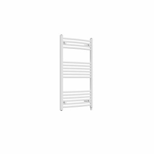 Fjord 1000 x 600mm Curved White Prefilled Electric Heated Towel Rail