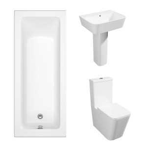 Cordoba Square Modern Bathroom Suite with Single Ended Bath - 1500 x 700mm