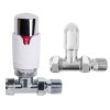 Designer Radiator 15mm Thermostatic Manual White & Chrome Straight Valve Pack 