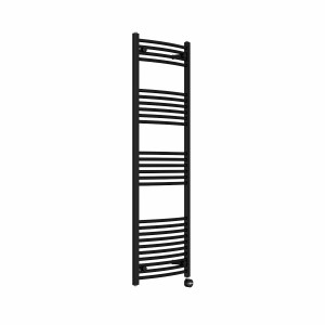 Fjord 1600 x 500mm Curved Black Thermostatic Touch Control Electric Heated Towel Rail