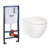 Cordoba Wall Hung Toilet Pan with Soft Close Seat and GROHE Rapid SL Wall Hung Toilet Frame with Cistern