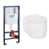 Yin Wall Hung Toilet Pan with Soft Close Seat and GROHE Rapid SL Wall Hung Toilet Frame with Cistern