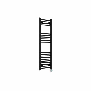 Fjord 1200 x 400mm Curved Black Thermostatic Touch Control Wifi Electric Heated Towel Rail