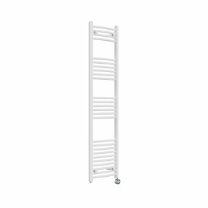 Fjord 1600 x 400mm Curved White Thermostatic Touch Control Wifi Electric Heated Towel Rail