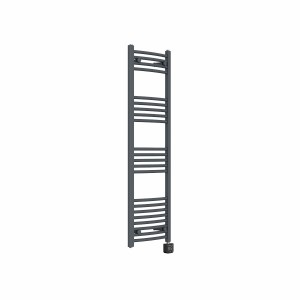 Fjord 1400 x 400mm Curved Anthracite Thermostatic Wifi Control Electric Heated Towel Rail