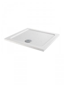 Shower Tray 760 x 760mm ABS Stone Flat Top Square White Sparkle