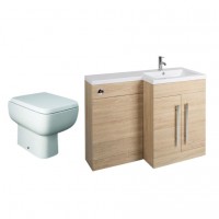 Calm Oak Right Hand Combination Vanity Unit with RAK-Series 600 Toilet - 1100mm 