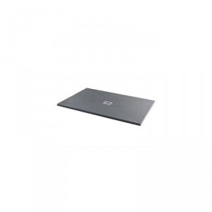 Aquariss - Ash Grey Slate Effect Rectangle Shower Tray - 1200 x 800mm - Includes Fast Flow Grill Waste