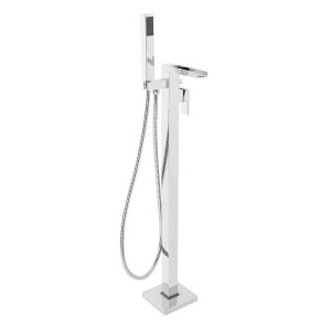 Edessa Modern Waterfall Freestanding Bath Shower Mixer Tap with Hand Shower - Chrome
