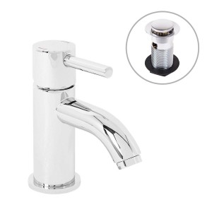 Nairn Modern Cloakroom Mono Basin Mixer Tap - Chrome - Includes Waste