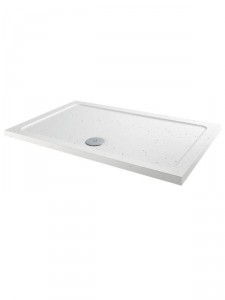 Shower Tray 1400 x 700 mm ABS Stone Flat Top Rectangle White Sparkle