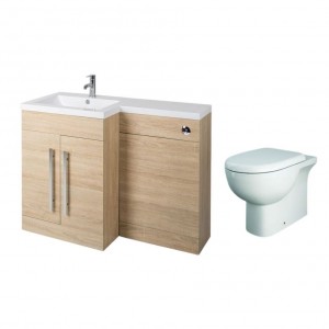 Calm Oak Left Hand Combination Vanity Unit with RAK-Tonique Toilet - 1100mm 